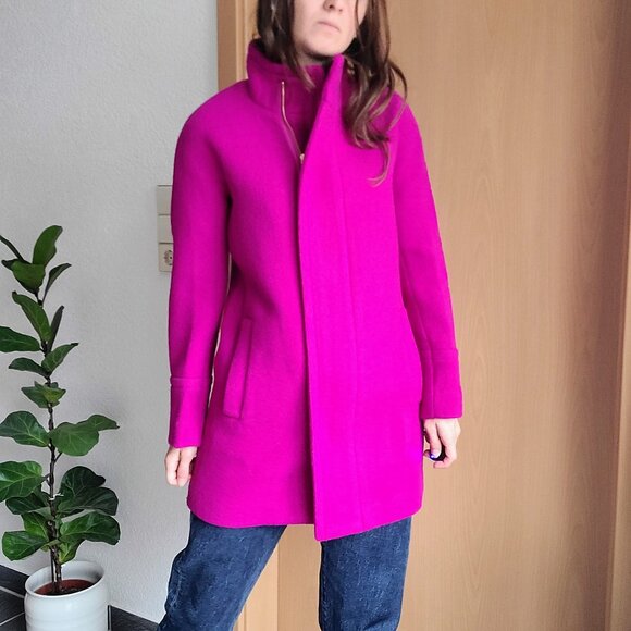 J. Crew Factory Wool Blend Plum Purple City Coat Size 00 Petite Style No. AB946 - Picture 3 of 16